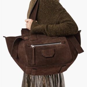 All Saints Dark Brown Suede Tote Bag